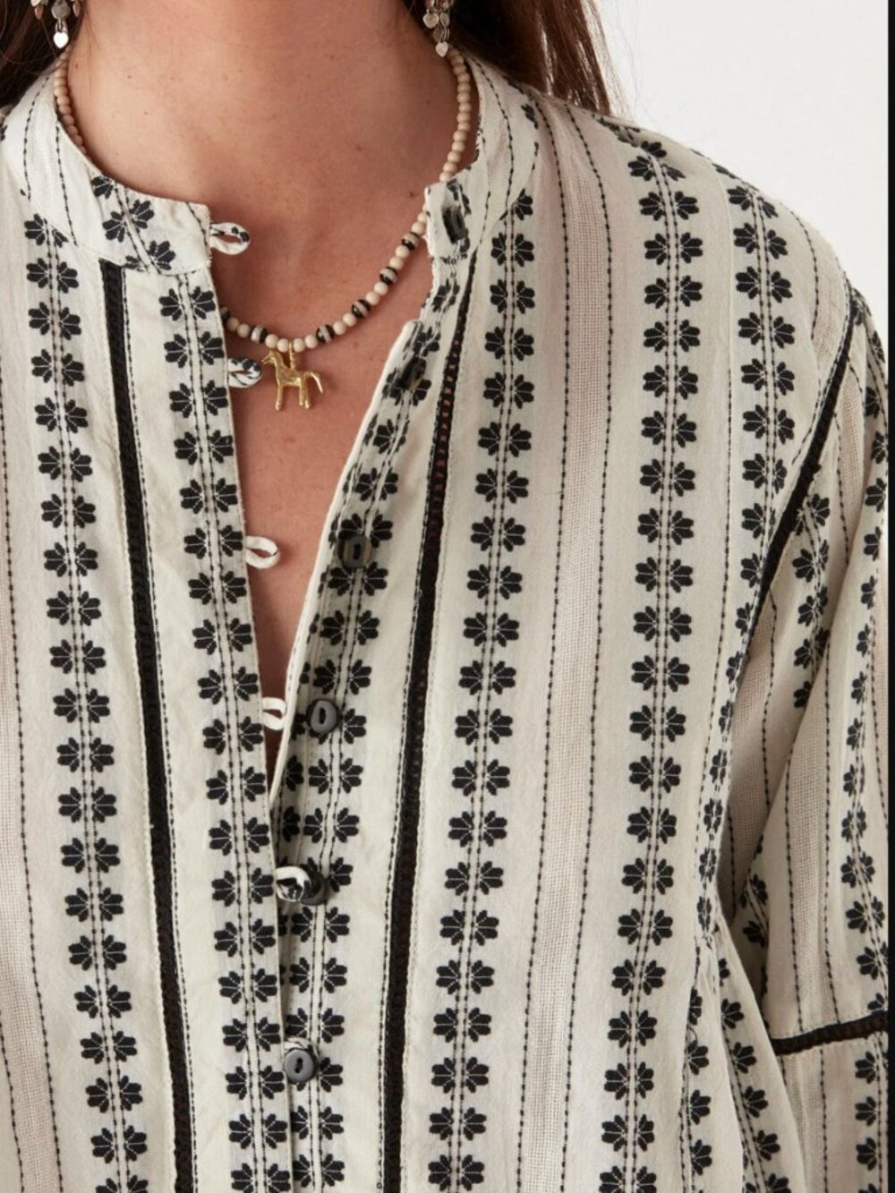 Maison Hotel Consuelito Blouse Pearl Jam 100% Cotton Size M View 3